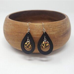 New Handmade | Leopard Tear Drop Wooden Earrings
